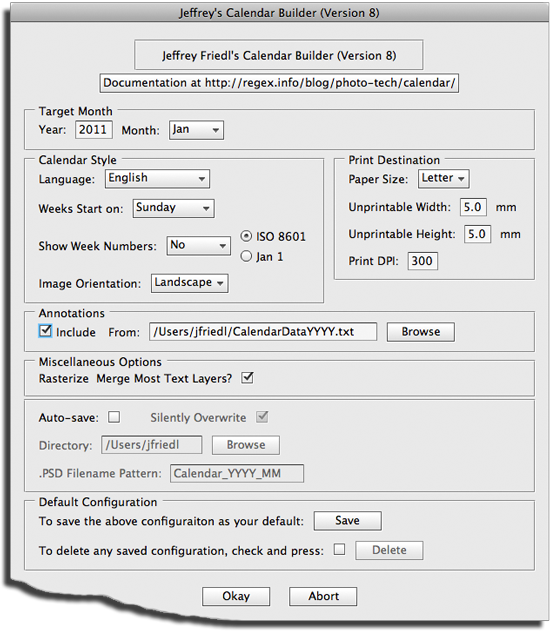 Calendar-creation dialog from Jeffrey's Calendar-Building Photoshop
script (https://regex.info/blog/photo-tech/calendar/) Calendar-creation dialog from Jeffrey's
Calendar-Building Photoshop script
(https://regex.info/blog/photo-tech/calendar/)